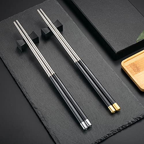 Hongyantech 2 Paars EssstäBchen Schwarz Glasfaser Edelstahl mit 2 pcs Essstäbchen Auflagen,Sushi Stäbchen Chopsticks Wiederverwendbare EssstäBchen Waschbar FüR GeschirrspüLerc in Geschenkbox von Hongyantech