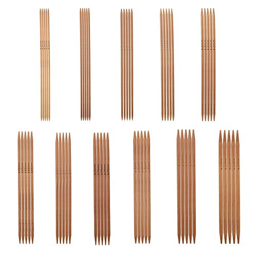 Bambus-Stricknadelset, 11 Carbonized Bamboo Double Pointed Knitting Needles Set 11 Größen,2.0-5.0mm Doppelspitzig Handarbeit Knitting Needles von Hongzer