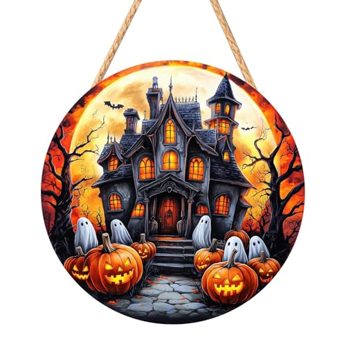 Halloween Türschild, 2D Halloween Holzschilder, Piraten Kapitän Spukhaus Kürbis Weißer Geist Deko Für Garten Wand Raum Fenster Partydekoration von Honhoha