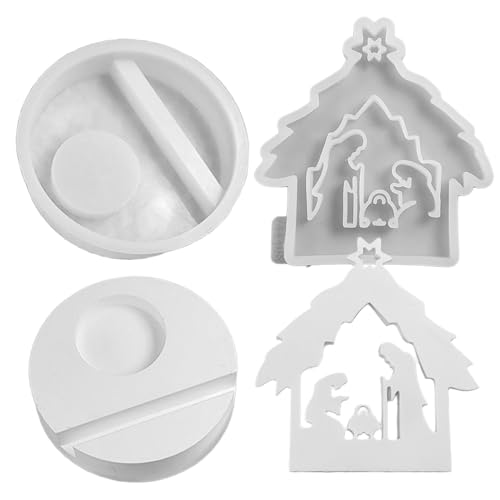 Krippen Teelicht Form | Weihnachtskrippen Figuren Silicone Form - Seifenherstellung Bastelbedarf Für Kinder Familie Freunde DIY von Honhoha