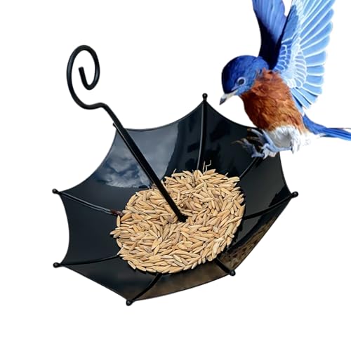 Vogelhäuschen,Regenschirmförmiges Vogelfutterhaus Für Draußen | Verstellbarer Dekorativer Teller Mit Haken Metall Design Für Terrasse Geflügel Garten von Honhoha