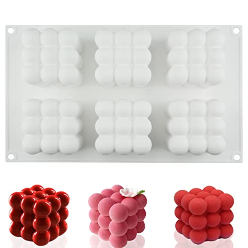 Kerzen Silikonform 6 Hohlräume, Antihaftend Bubble Kerze 3d Cube Silikonform für DIY Kerze, Gelee, Seife, BPA-Frei von Honnesserry