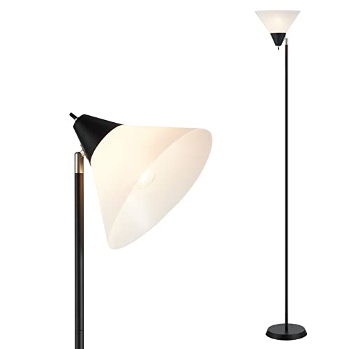 HonoDing Stehlampe Stehlampe Verstellbarer Kopf Arcylic Shade Stehlampen für Wohnzimmer/Büro/Schlafzimmer (Schwarz) von HonoDing