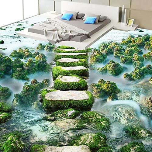 3D-Bodentapete Modern Beach Stone Road 3D-Vinylboden Schlafzimmer Badezimmer Wandmalereien Wasserdichte selbstklebende Tapete-150 * 105cm von Honony