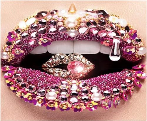 5D DIY Diamond Painting Sexy Lippen Diamant Poster Kreuzstich Stickerei Home Decor EIN Geburtstagsgeschenk Geschenk Quadrat rund 40x50cm von Honony