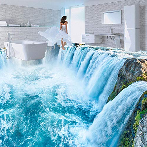 Honony Benutzerdefinierte 3D-Bodentapete Wasserfall Wohnzimmer Küche Bodenaufkleber Wandbild PVC Wasserdicht verdickt Verdickt Selbstklebende Tapete-150 * 105cm von Honony