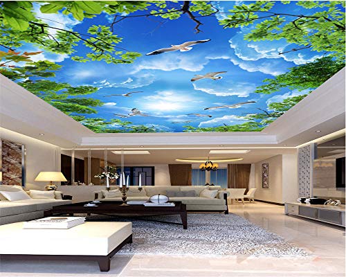 Wandbild 3d Tapete Wand 3 d benutzerdefinierte schöne blaue Himmel weiße Decke Tapete Tapeten Wohnkultur-150 * 105cm von Honony