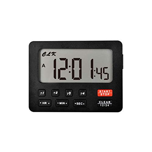 HonorMeet Digitaler Tischtimer, 4 Ereignisse Countdown/Count Up Record, Anzeige der aktuellen Uhr, Summer-Erinnerung für Kinder und Erwachsene, Zeitmanagement für Fitness, Lesen, Camping. (Black) von HonorMeet