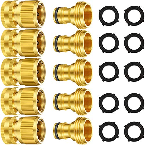Gartenschlauch Quick Connect Armaturen massiv Messing Schnellverbinder 3/4 Zoll GHT Gartenschlauch Anschlüsse mit extra Gummi-Unterlegscheiben, männlich und weiblich 5 Set Gartenschlauch Quick Connect Armaturen massiv Messing Schnellverbinder 3/4 Zoll GHT Gartenschlauch Anschlüsse mit extra Gummi-Unterlegscheiben, männlich und weiblich 5 Set von Honoson
