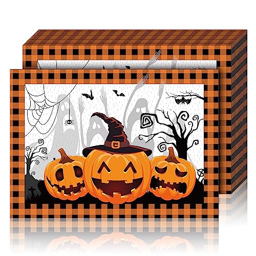 Honoson 100 Stück Halloween Tischsets Happy Halloween Herbst Kürbis Platzsets Papier Halloween Tischsets Gruselige Geist Büffel Plaid Küchenmatte Doppelseitige Abendessen Tischsets, 35,6 x 25,4 cm Honoson 100 Stück Halloween Tischsets Happy Halloween Herbst Kürbis Platzsets Papier Halloween Tischsets Gruselige Geist Büffel Plaid Küchenmatte Doppelseitige Abendessen Tischsets, 35,6 x 25,4 cm von Honoson