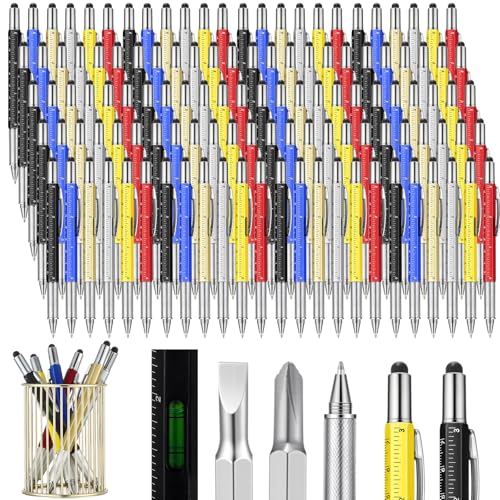 Honoson 120 Stück Werkzeugstifte für Männer, Geschenk, 6-in-1-Multitool, Tech-Werkzeug-Stift mit Lineal, Füllstandsanzeige, Kugelschreiber, Stylus, Schraubendreher und Schlitzschraubendreher Honoson 120 Stück Werkzeugstifte für Männer, Geschenk, 6-in-1-Multitool, Tech-Werkzeug-Stift mit Lineal, Füllstandsanzeige, Kugelschreiber, Stylus, Schraubendreher und Schlitzschraubendreher von Honoson