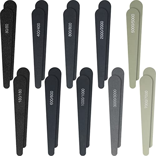Honoson 20 Stück Schleifstäbe für Kunststoff Modelle Polieren Sortiert Metall und Holz Polierstäbe Modellbau Werkzeug Mini Finger Schleifer(Niedrige Körnung,Wassertropfen Stil)(189) von Honoson