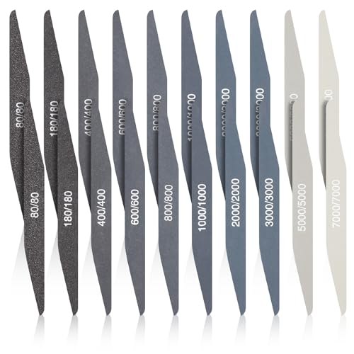 Honoson 20 Stück Schleifstäbe für Kunststoff Modelle Polieren Sortiert Metall und Holz Polierstäbe Modellbau Werkzeug Mini Finger Schleifer(Niedrige Körnungsbewertung,Doppelwinkelform)(197) von Honoson