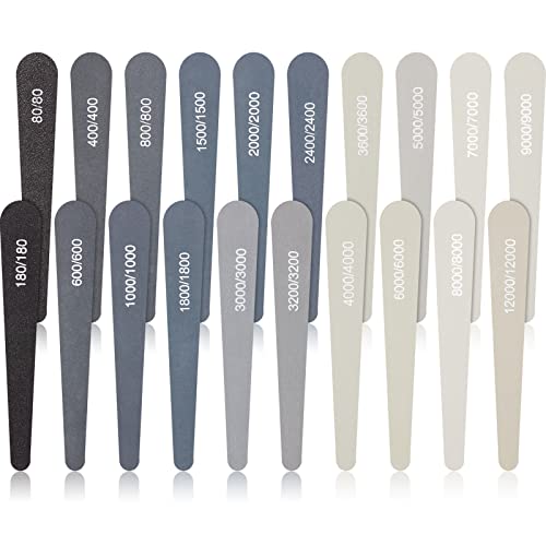 Honoson 20 Stück Schleifstäbe für Kunststoff Modelle Polieren Sortiert Metall und Holz Polierstäbe Modellbau Werkzeug Mini Finger Schleifer(Niedrige und Hohe Körnung,Wassertropfen Stil)(198) von Honoson