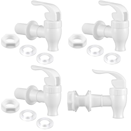 Honoson 4 Sets Ersatz-Kühler-Wasserhahn-Wasserflaschenkrug, Spenderhahn-Set, wiederverwendbarer Zapfauslauf, Wasser-Getränkehebel, Ausgießer, Ventil, Topfhahn (weiß) von Honoson