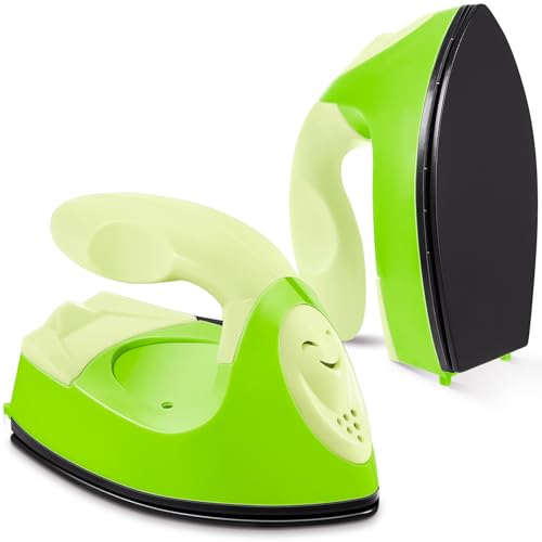 Honoson Mini Craft Iron Mini Heat Press Small Iron Portable Handy Tiny Flatiron with Charging Base Accessories for Fuse Beads Patch DIY Shoes T-Shirts Heat Transfer Vinyl Projects (Green Series) von Honoson