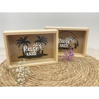 Geldgeschenk - Geschenkbox Reisekasse Urlaubskasse Camping Strand Holz Individualisierbar von HonschGemacht