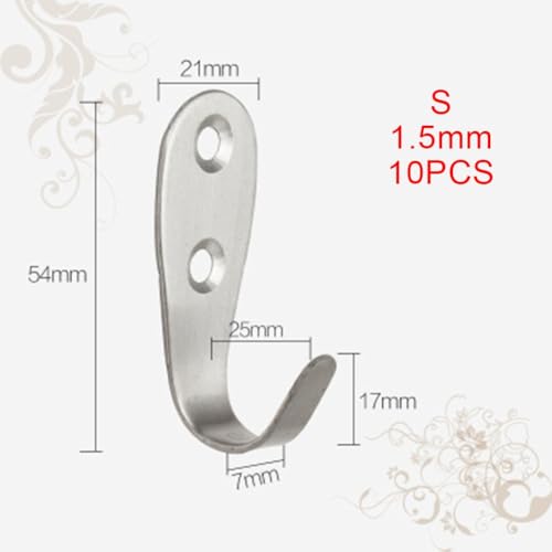 10 robuste Edelstahl-Wandhaken, ideal für die Organisation, Hüte und andere Gegenstände (S-1,5 mm) von Honseadek