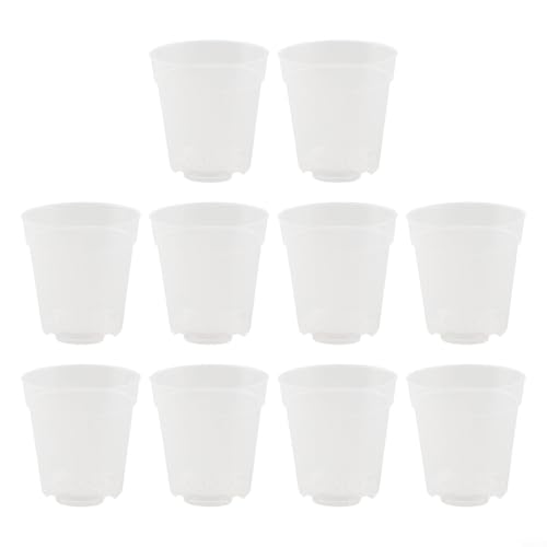 10 transparente Kunststoff-Blumenbehälter, entworfen für den Innen- und Außenbereich, mit effizientem Drainagesystem (13,2 cm) von Honseadek