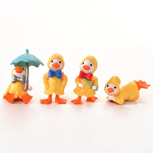 4 Stück Cartoon Ente Garten Ornamente Bezaubernde Miniatur-Dekoration für verschiedene Räume (gelb) von Honseadek