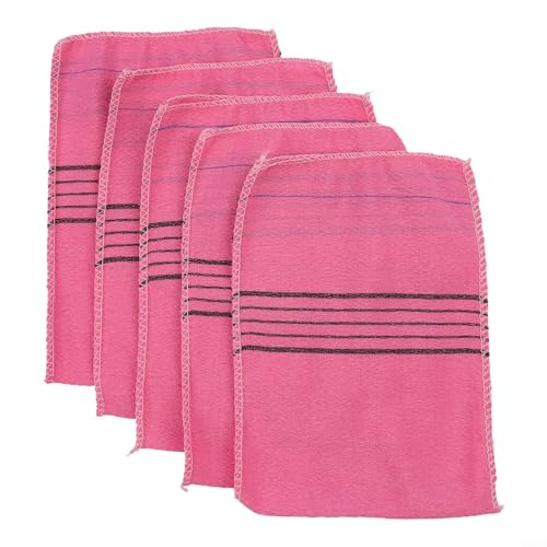 5 x Körperpeeling-Badetücher, koreanischer italienischer Stil, weiche Duschtücher aus Polyester-Baumwoll-Material (Rosa) von Honseadek