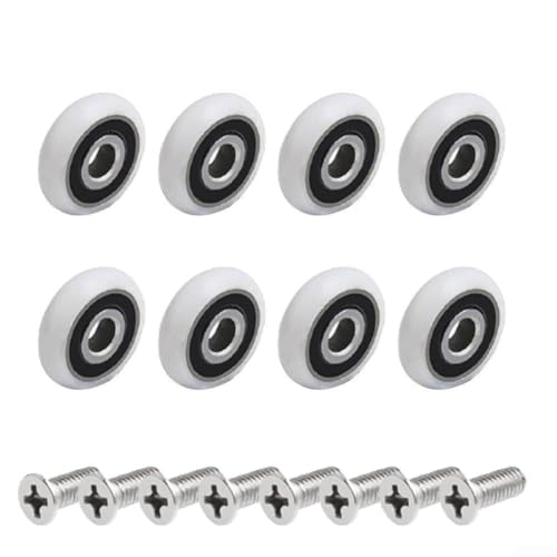 8 Ersatzrollen für Duschtür mit Nylon-Außenrad und Edelstahlschrauben, geeignet für Dusch- und Dampfkabinentür-Ersatz, glattes und leises Gleiten (23 mm) von Honseadek