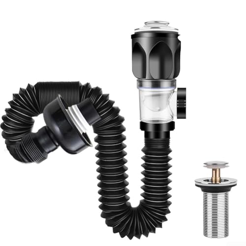 Ablaufverbinder für Waschbecken, flexibler Schlauch mit Anti-Auslauf- und Insektenschutz für zuverlässige Entwässerung von Honseadek