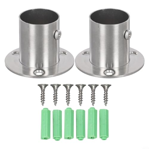 Edelstahl-Stangenflanschhalterungen, 2 Stück, für Schrank- und Duschvorhang-Stützlösungen (28 mm) von Honseadek