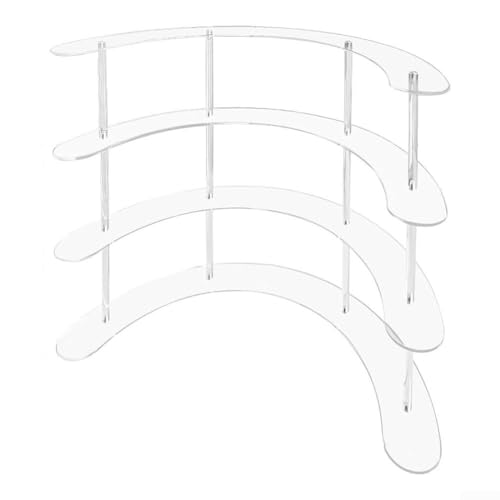 Gebogener Acryl-Organizer mit mehreren Ebenen zum Präsentieren von Sammlerstücken, Figuren und Spielzeug, platzsparendes Design für Schreibtisch oder Regal (4. Etage) von Honseadek
