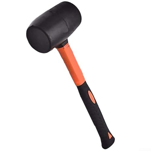 Gummihammer mit Fiberglasgriff, rutschfester Griff für Bodenverlegung und präzise Holzbearbeitungskontrolle (schwarz) von Honseadek