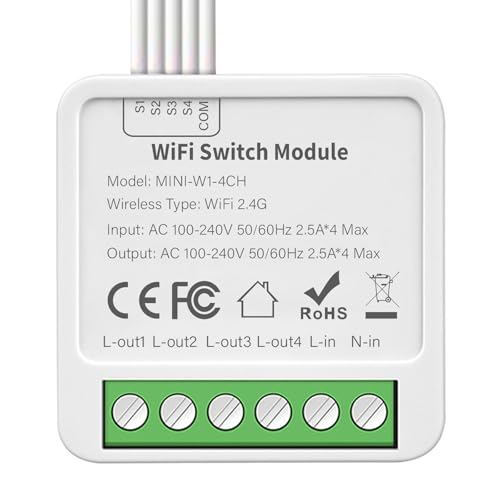 Hausautomation mit Tuya 10 A WLAN-Schalter, 2-Wege-Steuermodul für Fern- und Sprachbefehle (Vier-Wege-Schalter) von Honseadek