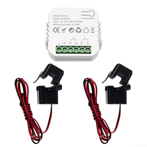 Home Energy Monitor, 2-K-Stromverbrauchsmesser, mit Klemmstromsensor, 80 A Reichweite, für Tuya Life App-Fernbedienung, Energieeffizienz (2CT) von Honseadek