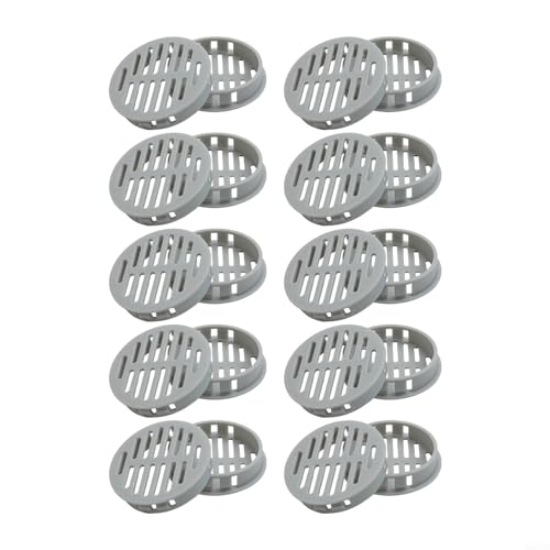 Honseadek 20 Stück 50 mm runde Lüftungsschlitze, Schrank-Soffit-Lüftungsgitter, Netzlochabdeckungen für Badezimmer, Zuhause, Büro, Küche, Schrank, Kleiderschrank (grau) von Honseadek