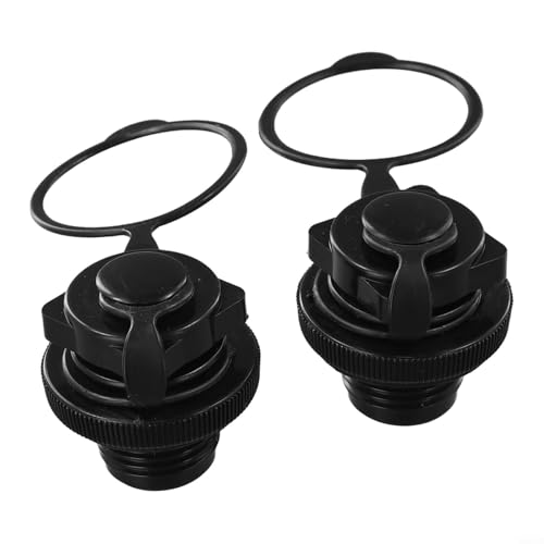 Honseadek 2er-Pack Luftventil-Düsenkappe für aufblasbares Boot, für Kajak-Floss-Matratze, Luftmatratze, 22 mm Gewindedurchmesser, PVC-Material, auslaufsicheres Aufblasen, schwarz (2 Stück) von Honseadek