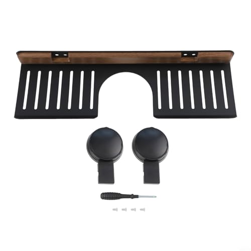 Honseadek Badezimmer-Regal mit Saugnapf, 40 cm, Walnussholzmaserung, Aluminiumrahmen, Wandmontage, rostbeständiger Dusch-Organizer von Honseadek