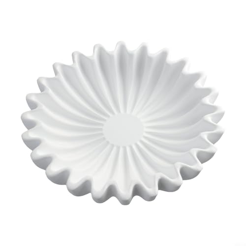 Honseadek Dekorative Schale aus Kunstharz, einzigartiges Lotusblatt-Rand-Design, schwarz oder weiß, vielseitiger Heimdekor-Akzent, Wohnzimmer-Styling, Couchtisch, Bücherregal (weiß M) von Honseadek