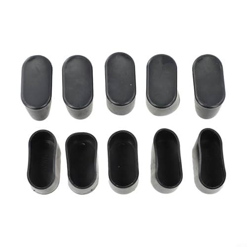 Honseadek Gummi-Stuhlbeine, ovale Möbelfüße, Bodenschutz für Hartholz, Vinyl, Fliesen, Bodenschutz, Tisch, Schreibtisch, Schrank, kratzfest, rutschfest, 10 Stück (schwarz, 20 x 40 mm) von Honseadek
