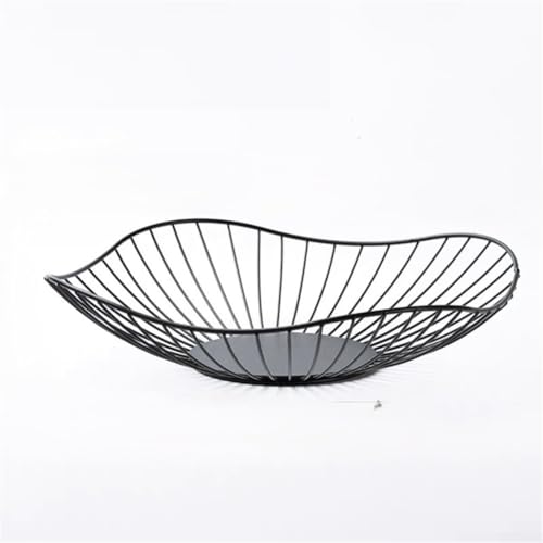 Honseadek Moderner Eisen-Obstkorb, hohle belüftete Schüssel, Metall-Aufbewahrungsbehälter, Snack-Display Tablett für Wohnzimmer oder Esszimmer, schwarz, klein (schwarz S) von Honseadek