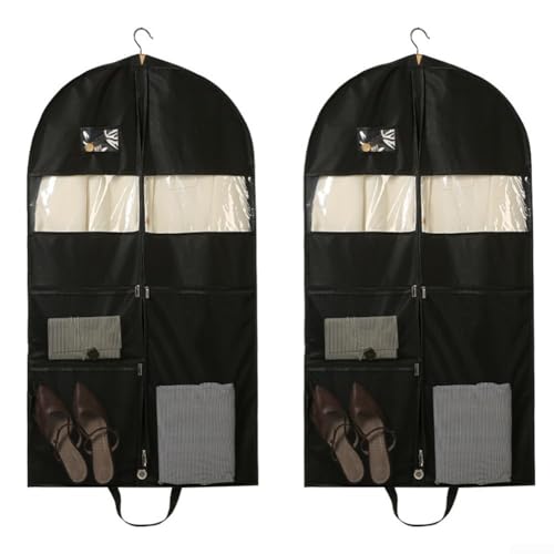 Honseadek Robuster Staubschutz für Mantel, Kleider, geräumige Kleiderschrank-Aufbewahrungstaschen, Vliesstoff, schwarz, 110 x 60 x 10 cm (Haube 110 cm), 2 Stück von Honseadek