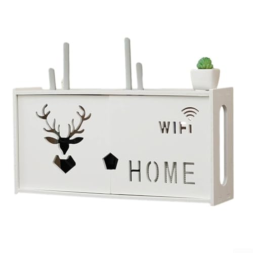 Honseadek Router Storage Wall Shelf Wifi Set Rack Top Hanging Boxes Power Cord Socket Finishing Box Desktop Storage Box Multi-function Display Stand/Shelf (A) von Honseadek