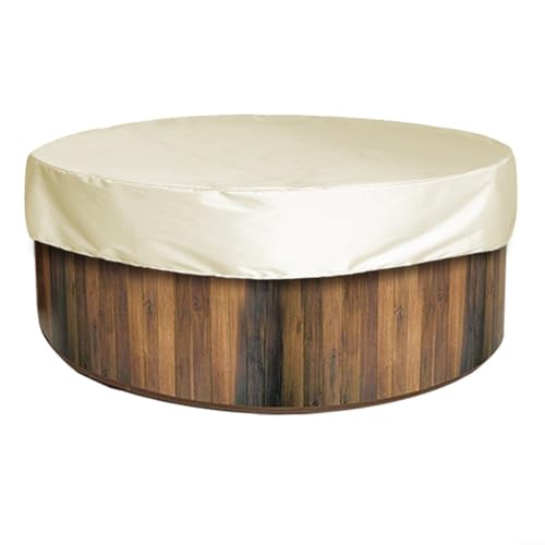 Honseadek Runde Abdeckung Pool Spa Schutz Wasserdicht Staubdicht Abdeckung Einfach zu installieren Spa Abdeckung Wetterbeständige Abdeckung mit silberbeschichtetem Stoff für Outdoor (200 x 30 cm beige von Honseadek