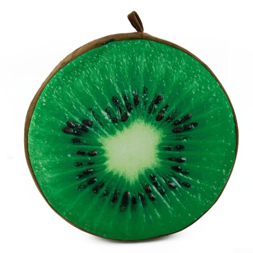 Honseadek Rundes Plüsch-Obstkissen, 40 cm, weiches Sitzkissen für Gartenstuhl oder Boden, bequemes Rückenstützkissen, dekorative Wassermelone, Orange, Drachenfrucht (Kiwis) von Honseadek