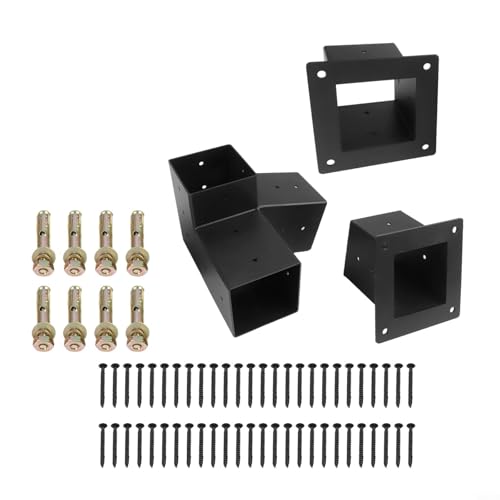 Honseadek Schrägdach-Pergola-Halterungs-Set, Dach-Wandhalterung, Verlängerungs-Set, 10,2 x 10,2 cm, pulverbeschichtete Pergola-Hardware für Veranda, Pavillon, Hinterhof (links 15°-Set) von Honseadek