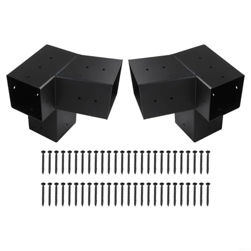 Honseadek Schrägdach-Pergola-Halterungs-Set, Dach-Wandhalterungs-Set, 10,2 x 10,2 cm, pulverbeschichtete Pergola-Hardware für Veranda, Pavillon, Hinterhof (links 15° + rechts 15°) von Honseadek