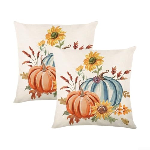Honseadek Set von Herbst-Kissenbezügen mit Kürbis- und Ahornblatt-Muster aus Samt, perfekt für Sofas, Sofas, Sofas oder Betten (JYM456-1) von Honseadek