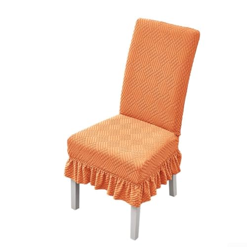 Honseadek Stuhlhussen mit hoher Rückenlehne, gestrickt, Jacquard, dicke Stuhlschoner mit Rock, passend für Rückenlehnenhöhe 42–55 cm, Sitzfläche 38–50 cm, Rock 15 cm (orange) von Honseadek