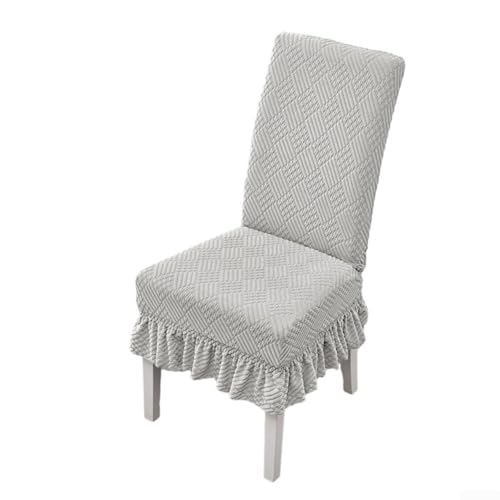 Honseadek Stuhlhussen mit hoher Rückenlehne, gestrickt, Jacquard, dicker Stuhlschutz mit Rock, passend für Rückenlehnenhöhe 42–55 cm, Sitzfläche 38–50 cm, Rock 15 cm (grau) von Honseadek