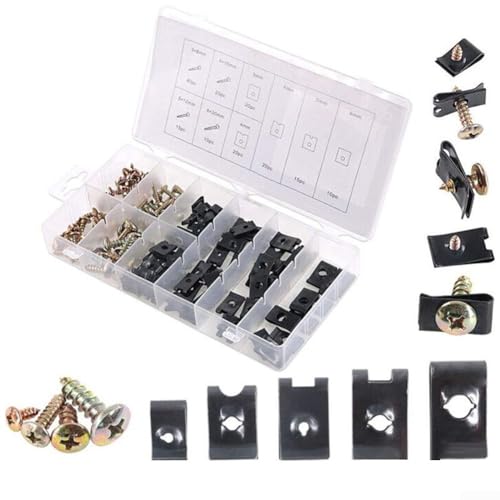 Kfz-U-Clip-Mutter-Schrauben-Set, 170-teilig, Metallbefestigungen für Armaturenbrett, Innenstoßstange, Ersatz von Honseadek