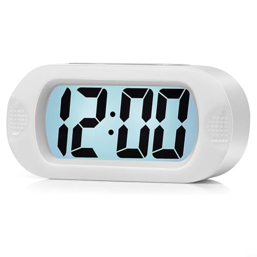Kinderfreundlicher digitaler Wecker mit leicht ablesbarem LCD, Schlummerfunktion und weichem Licht (weiß) von Honseadek