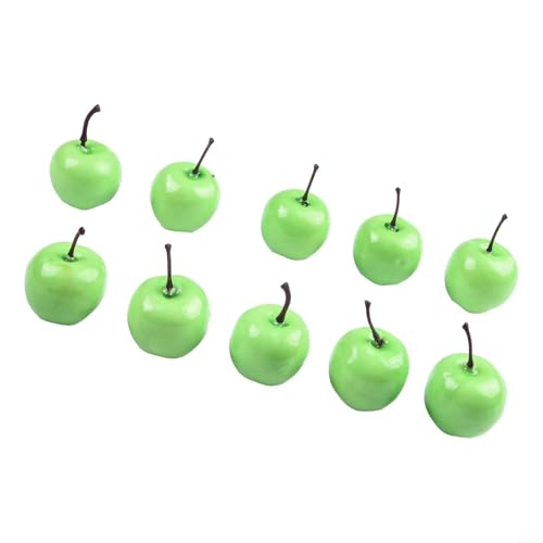Mini Simulation Kunststoff s 10 Stück für Zuhause und Bildungsdisplay, handbemalt, realistische gefälschte Früchte, geeignet für Party-Dekoration (grün) von Honseadek